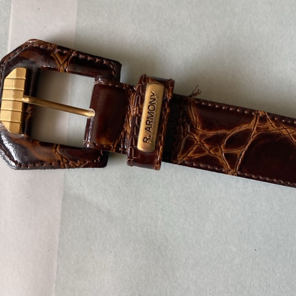 R. Armony brown animal print leather belt 36.5-40.5” - Picture 4 of 4